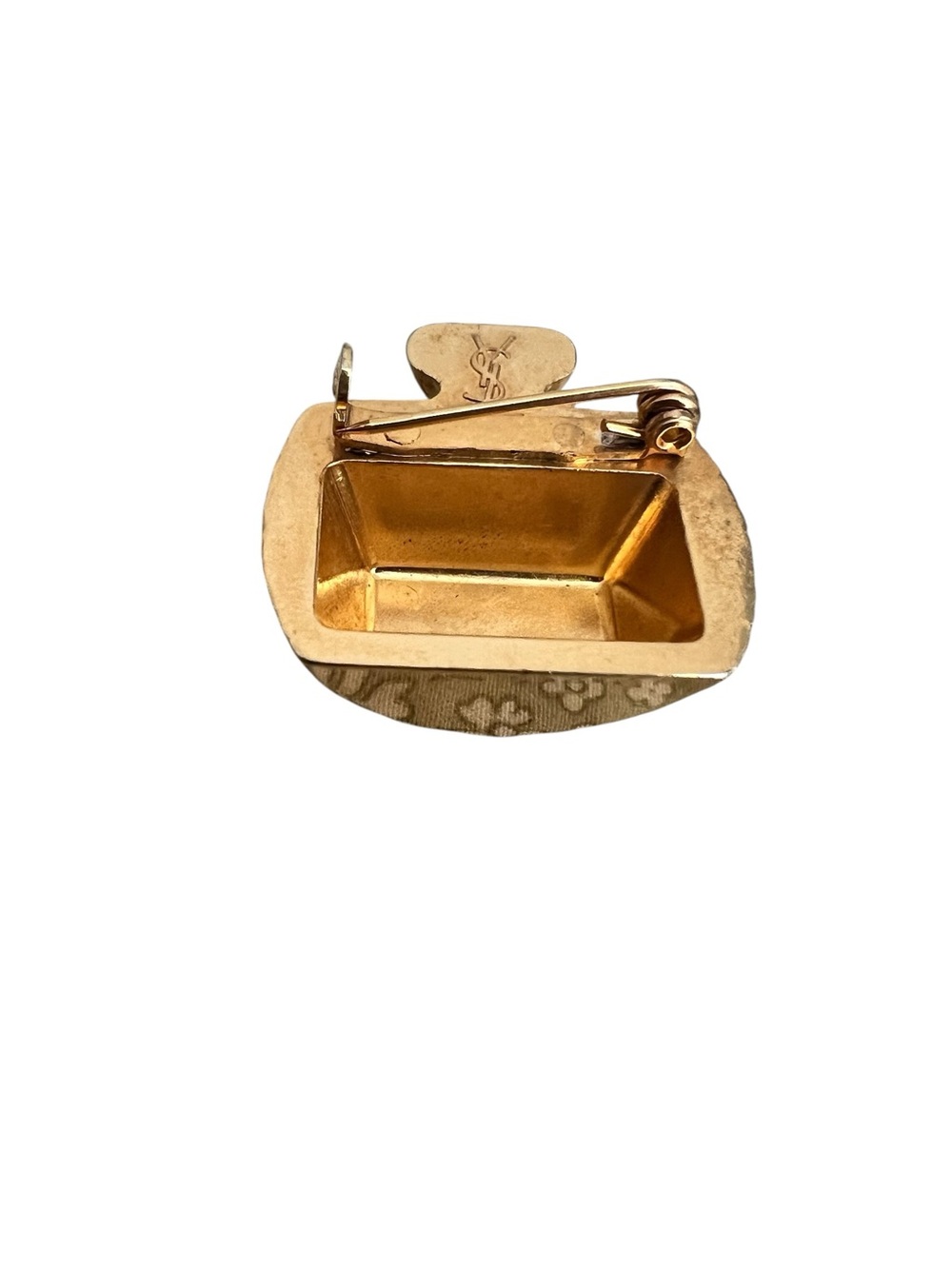 YVES SAINT LAURENT BROOCH PIN VINTAGE YSL GOLD TONE PERFUME BOTTLE - Picture 3 of 7